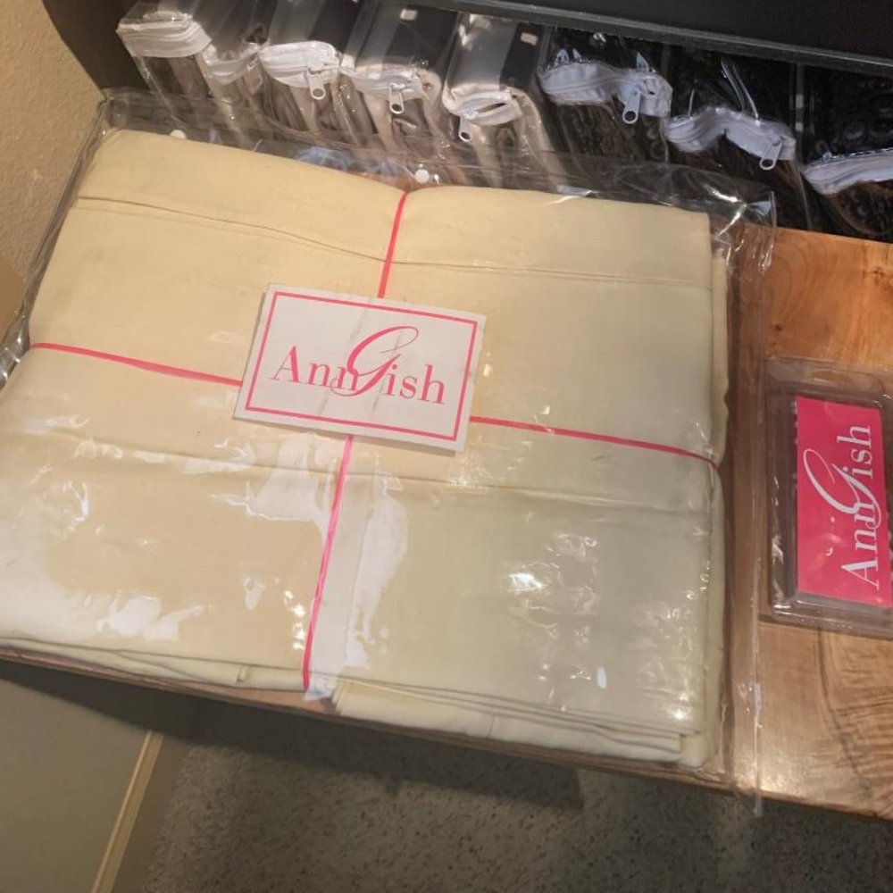 $400! NWT Ann Gish 100% Linen 3-PC TWIN Box Pleat Bedskirt - Cream